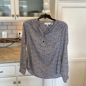 Lark & Ro Blue & White Floral Pullover Blouse Size 4